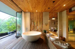 Wooden bathroom interior