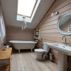 Wooden bathroom interior