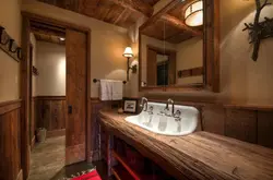Wooden bathroom interior