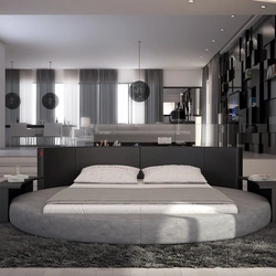 Beautiful beds in the bedroom interior