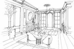 Hand drawn living room interior