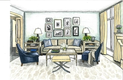 Hand drawn living room interior