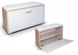 Shoe cabinet in the hallway with a seat photo