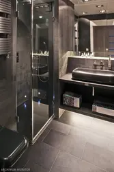 Bathroom design with dark shower