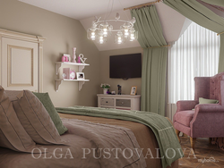 Dusty rose in bedroom interior wallpaper