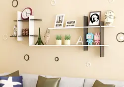 Decorative shelves for the living room in the interior