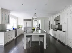 Kitchen interior with dark gray floor