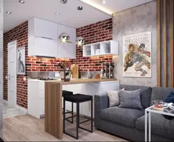 Interior kitchen studio 20 sq m design photo