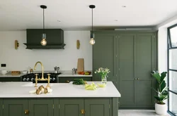 Olive and gray in the kitchen interior