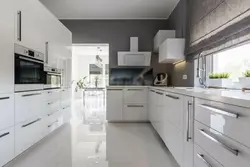 Design white kitchen gray walls