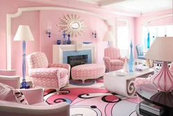 Pink living room in apartment photo