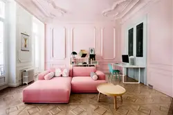 Pink living room in apartment photo