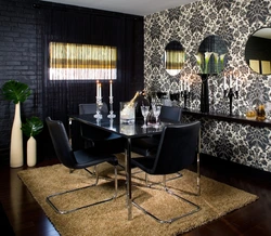 Kitchen interior wallpaper in black