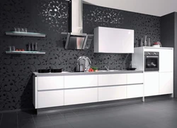 Kitchen interior wallpaper in black