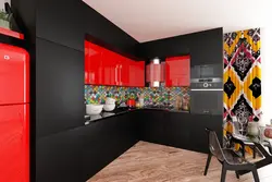 Kitchen interior wallpaper in black