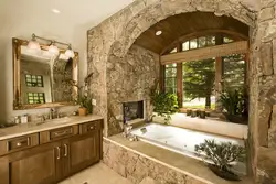 Stone in the bathroom interior