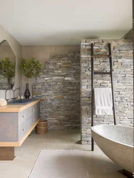 Stone in the bathroom interior