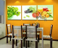 Paintings in a small kitchen photo