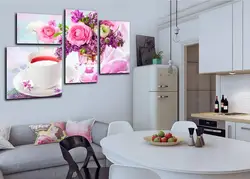 Paintings in a small kitchen photo