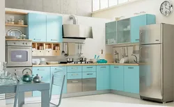 Blue beige kitchen photo