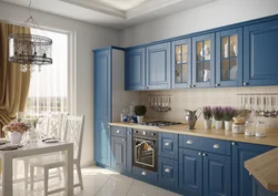 Blue beige kitchen photo