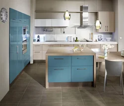 Blue beige kitchen photo