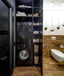 Washing machine and dryer in the bathroom interior