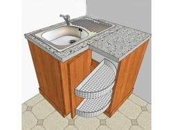 Corner kitchen sink with cabinet photo