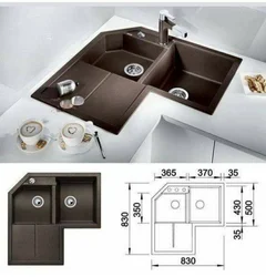 Corner kitchen sink with cabinet photo