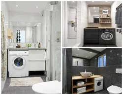 Bath design with washing machine in the closet
