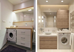 Bath design with washing machine in the closet