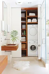 Bath Design With Washing Machine In The Closet