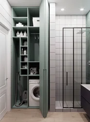 Bath Design With Washing Machine In The Closet