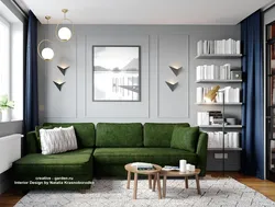 Green Sofa In The Interior Of The Kitchen Living Room