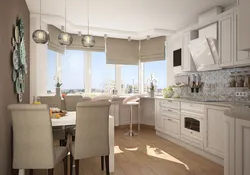 Kitchen design in your home with a bay window
