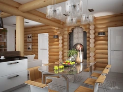 Photo Of A Kitchen Made Of Rounded Logs