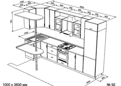 O'Lchamlari Bilan Oshxona Dizayni Diagrammasi