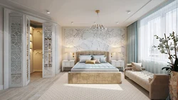 Interior of a bright bedroom door photo