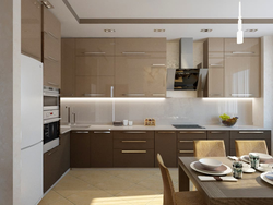 Combination of cappuccino with other colors in the kitchen interior