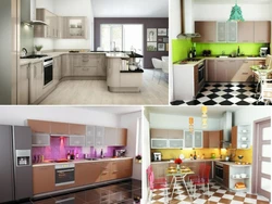 Combination of cappuccino with other colors in the kitchen interior