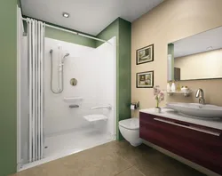 Bathroom with shower combined with toilet photo
