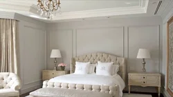 Moldings for walls in the bedroom interior