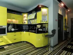 Sarı yaşıl mətbəx dizaynı