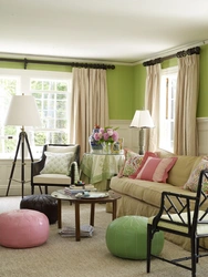 Green Curtains Living Room Design Photo