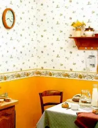How to combine wallpaper in a small kitchen photo