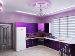 Kitchen design purple and white
