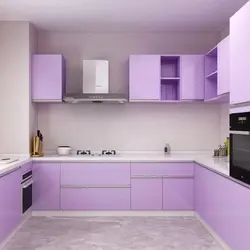 Дизайн кухни фиолетовый с белым