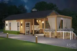 Kitchen with terrace under one roof photo