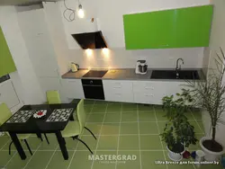 Kitchen interior green floor