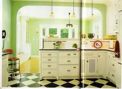 Kitchen interior green floor
